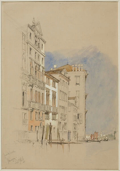 Grand Canal, Venice, 1845 (pencil & w  /  c on wove paper)