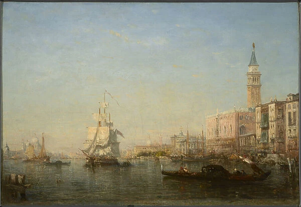 The Grand Canal, Venice (Frigate and Gondola, Basin of San Marco), c. 1852 (oil on canvas)