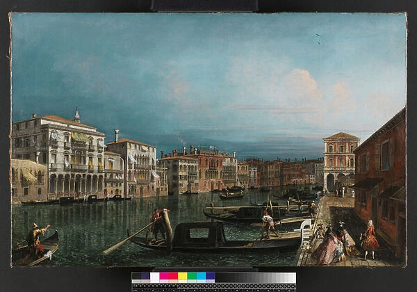 The Grand Canal, Venice, above the Rialto bridge, before 1743 (oil on canvas)