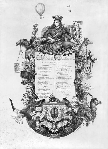 Grand Diner Parisien, menu displayed during the Siege of Paris
