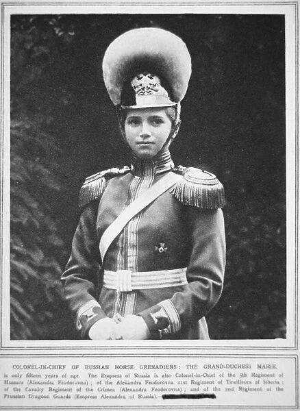 Grand Duchess Maria in the uniform of the Colonel-in-Chief of the Russian Horse
