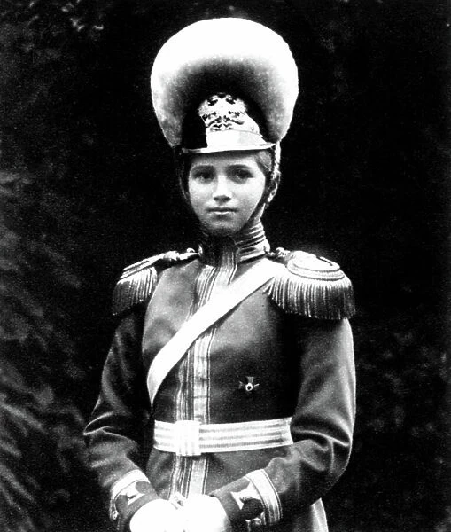 Grand Duchess of Russia Maria (1899-1918) NicolasII's daughter, here wearing uniform of russian horse grenadiers, 1914
