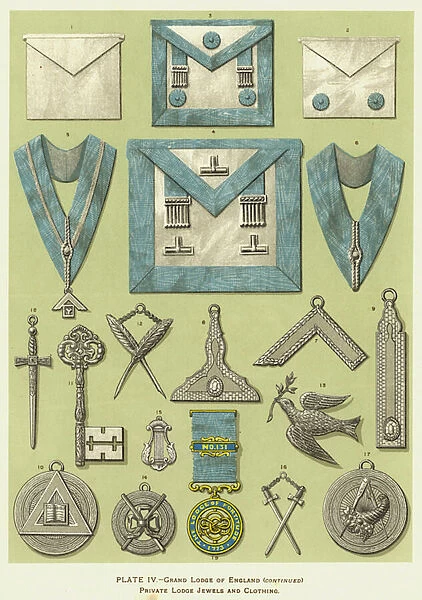 Grand Lodge of England, Private Lodge Jewels and Clothing (colour litho)