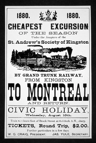 Grand Trunk Railway Poster, 1880 (engraving)