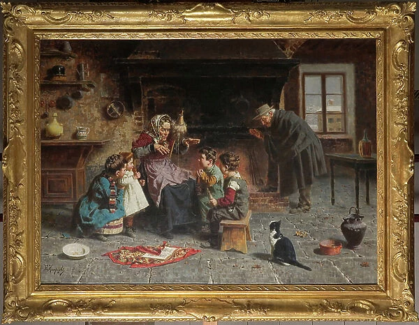 At the grandmother's (oil on canvas)