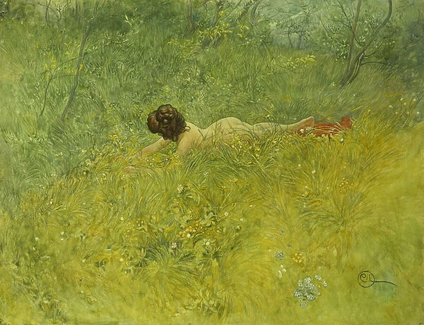 On the Grass; I Grongraset, 1902 (watercolour and bodycolour)