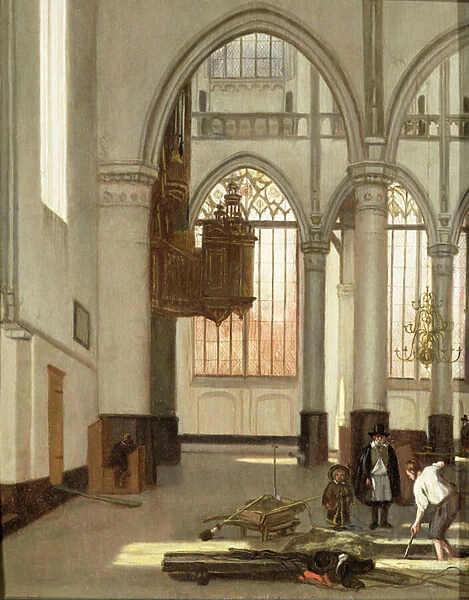 Gravediggers in the west end of the Oude Kerk, Amsterdam (panel)