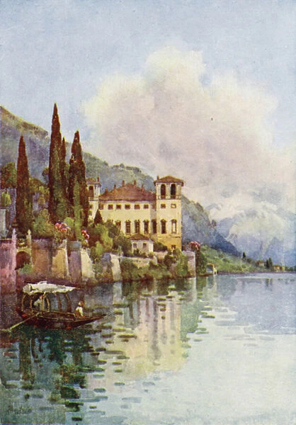 Gravedona, Lago di Como (colour litho)