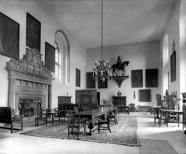 The Great Hall at Lumley Castle, County Durham, from The Country Houses of Sir John Vanbrugh by Jeremy Musson, published 2008 (b / w photo)