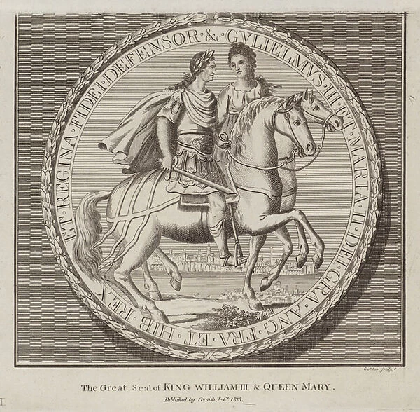 The Great Seal of King William III and Queen Mary (engraving)