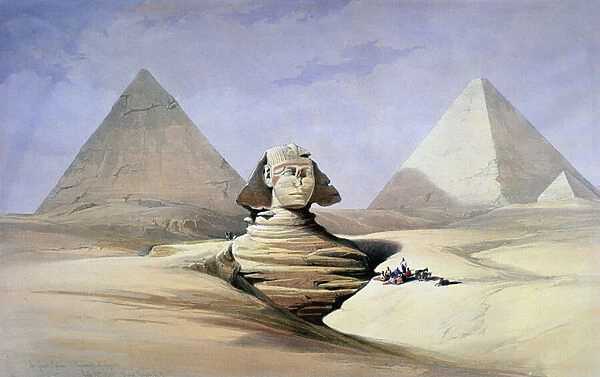 The Great Sphinx and Pyramids at Gizeh (watercolour)