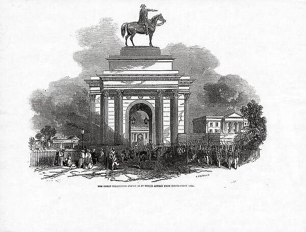 The Great Wellington Statue as it would appear from Constitution Hill, published