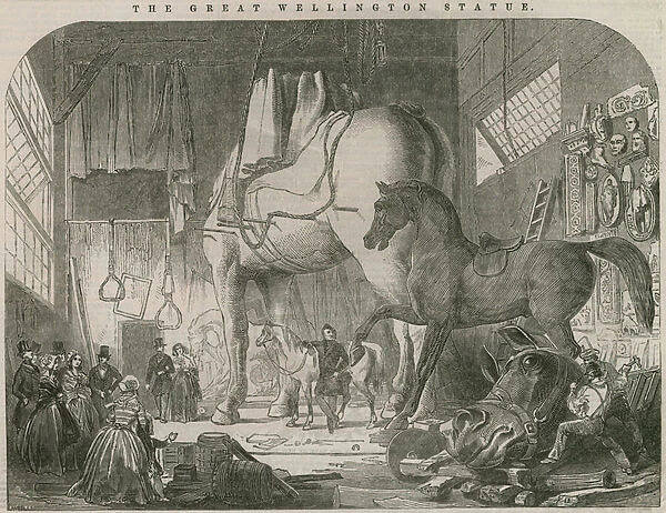 The great Wellington statue: Mr Wyatts Atelier, or Model Room (engraving)