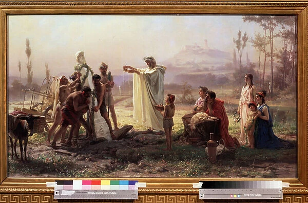 Grece antique : 'Ceremonie en hommage au dieu Hermes'Peinture de Feodor Andreyevich Bronnikov (1827-1902) 1874 Dim. 70x123 cm State Tretyakov Gallery Moscou
