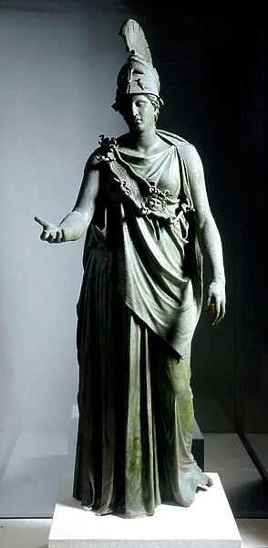 Greek Art: 'Athena of the Piree'Bronze sculpture. 350 BC