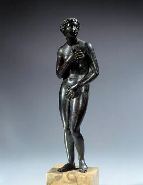 Greek Art: bronze statuette of aphrodite (Venus) with silver encrusted eyes. From Sayda