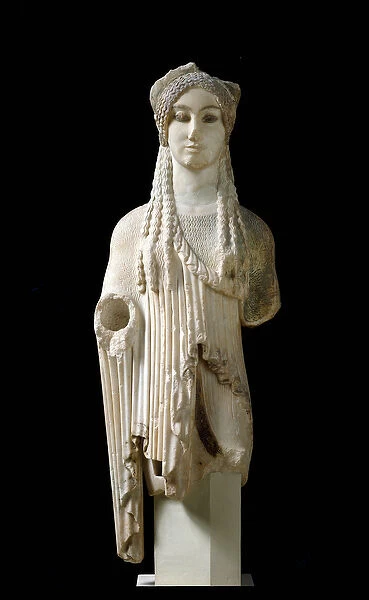 Greek Art: 'Kore'(Core) Marble sculpture of archaic period