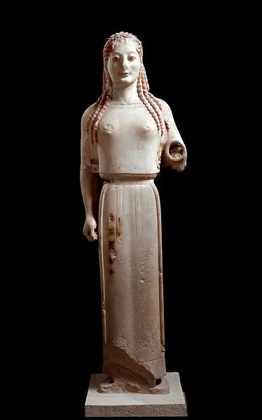Greek Art: 'Kore'Marble sculpture from the acropolis of Athenes