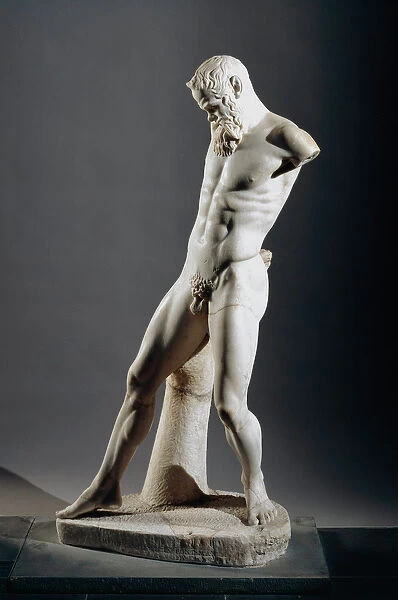 Greek art: Marsyas. Roman marble sculpture of original Greek after Myron from 450 BC. Dim