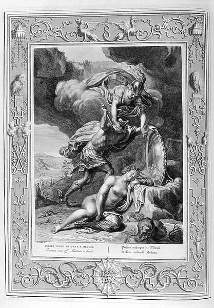 In Greek mythology, Perseus cuts of Medusa the Gorgons head, 1615 (engraving)