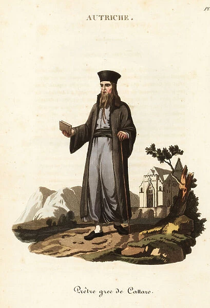 Greek Orthodox priest of Kotor, Montenegro, 18th century. 1823 (engraving)