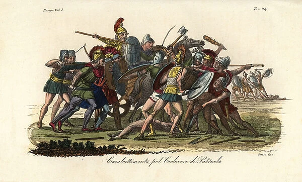 Greeks and Trojans battle over the naked corpse of Patroclus outside Troy