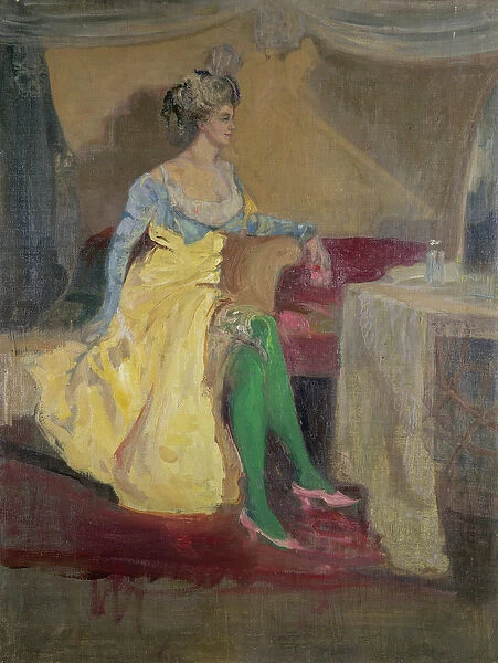 The Green Stockings (oil on canvas)