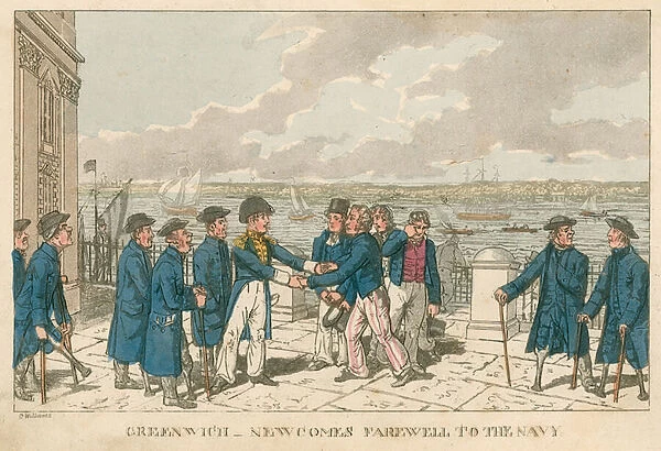 Greenwich, London - Newcomes farewell to the Navy (coloured engraving)