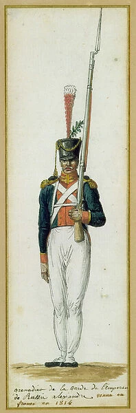 Grenadier of the Guard of Alexander I (1777-1825) during a visit to France in 1814
