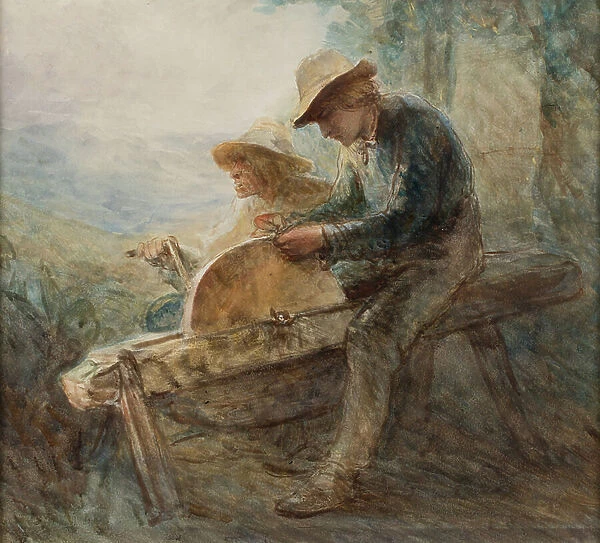 The Grindstone, 1850 - 1860 (watercolour on paper)
