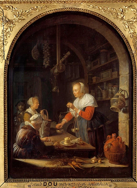 The grocer of the village (with the portrait of the painter in the background