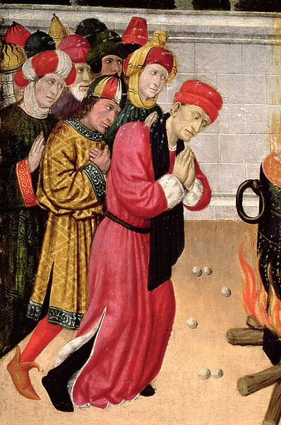A group of faithful converts, detail from the Altarpiece of St. Quirze and St. Julita, 15th century (tempera on panel)