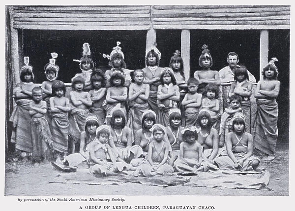 A Group of Lengua Children, Paraguayan Chaco (b  /  w photo)