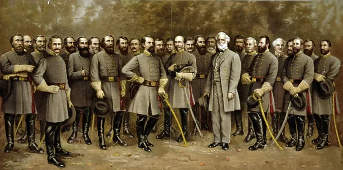 Framed Print : Group portrait of General Robert E. Lee (1807-1870) with his generals in the American Civil War (1861-1865). Lee, a career officer in the United States Army, fought on the Confederate (Southern) side in the Civil War. c1907