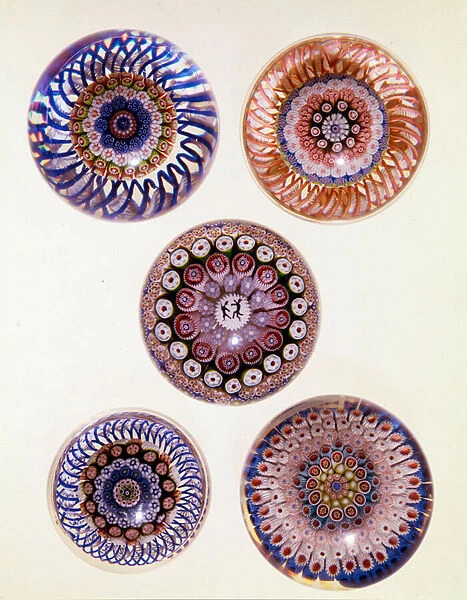 A group of St. Louis concentric Millefiori weights (glass)