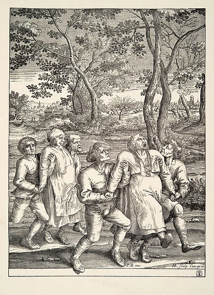 Two groups of peasants following the Pilgrimage of Epilepsy, c. 1642 (engraving)