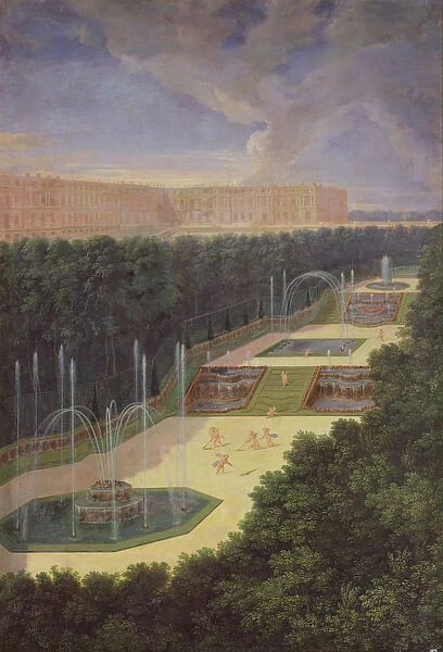 The Groves of Versailles, Perspective View of the Three Fountains with Cherubs Raking and Watering