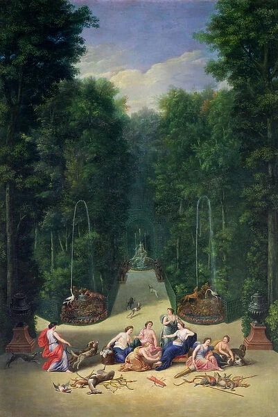The Groves of Versailles: View of the Maze with Diana and her Nymphs, 1688 (oil