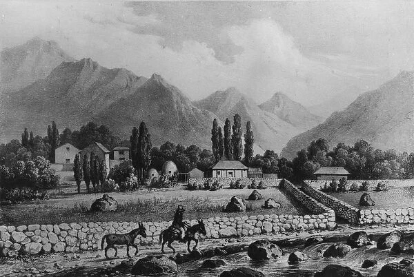 Guanta (Valle de Coquimbo), from Historia de Chile, 1854 (litho) (b  /  w photo)