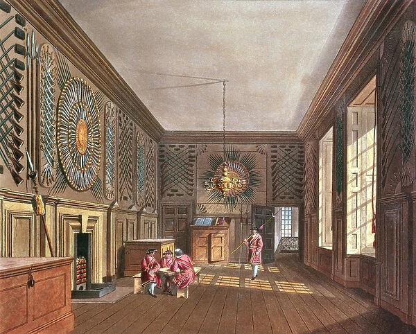 The Guard Chamber, St. James Palace from Pynes Royal Residences, 1818