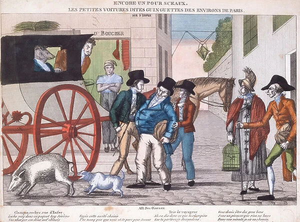 Guinguettes in the Suburbs of Paris (coloured engraving)