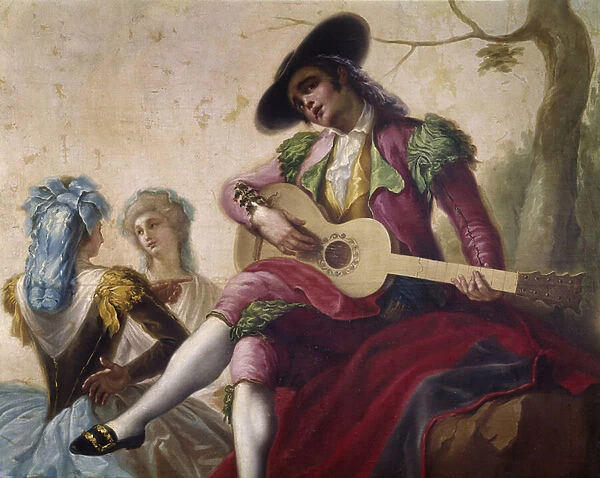 Guitar Player, detail (Cardboard for Tapestry, 1778)