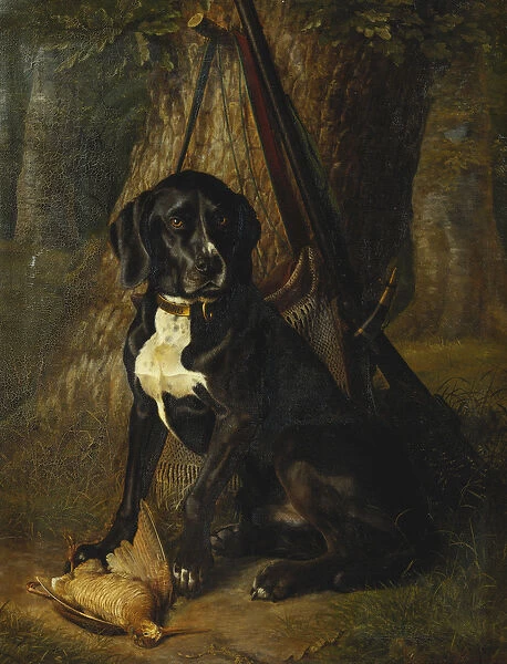 A Gun Dog with a Woodcock, 1842 (oil on canvas)
