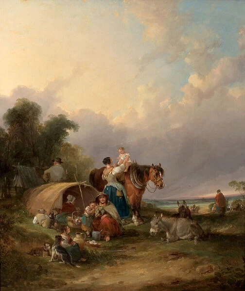 A Gypsy Encampment (oil on canvas)