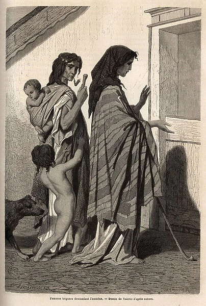 Gypsy women and children, 1870-71 (engraving)