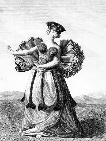 Habit of a Young Woman of Otaheite Dancing, c. 1785 (engraving)