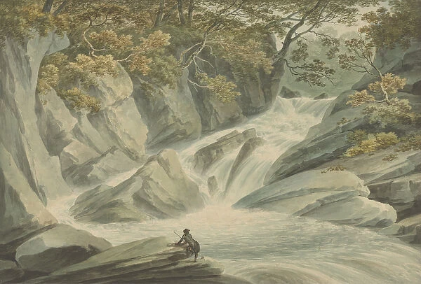 Hafod: Upper Part of the Cascade, 1793 (w  /  c and graphite on paper)