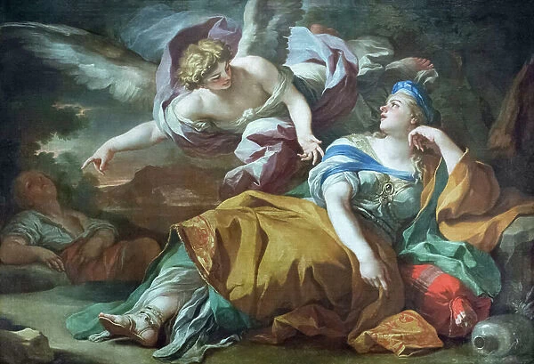 Hagar and Ishmael in the desert comforted by an angel, 1690s, Francesco Solimena (oil on canvas)