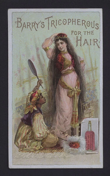 Hair treatment, Barrys Tricopherous, advertisement (chromolitho)