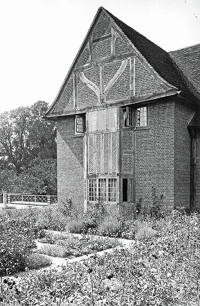 A half-timbered gable, Deanery Gardens, from The English Country House (b / w photo)